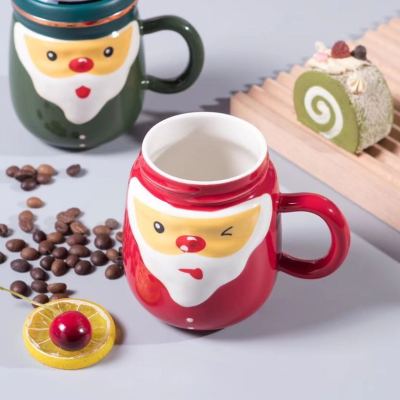 Foreign Trade Ceramics Christmas Cup Mirror Cover Santa Claus Mug