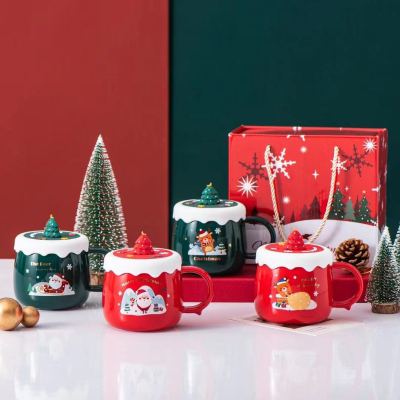 New Christmas Cup Gift Set Ceramic Christmas Mug Creative Glass
