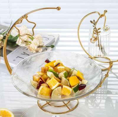 Foreign Trade Iron Frame Glass Fruit Bowl Afternoon Tea Fruit Plate
