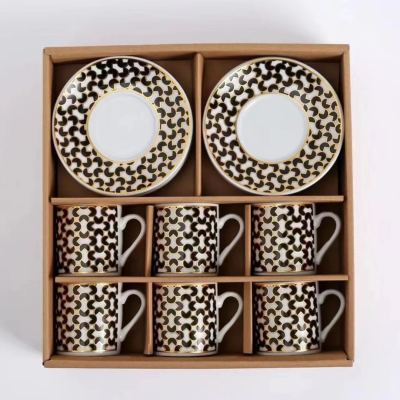 Exported to Middle East Foreign Trade Ceramics Cups and Saucers 6 Cups 6 Dish Set Coffee Set