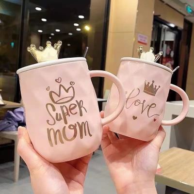 New Style Pink Crown Ceramic Cup Creative Marker Pen Cute Water Glass