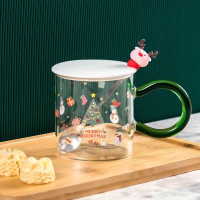 New round Ear Christmas Glass Creative Christmas Cup Cute Water Glass