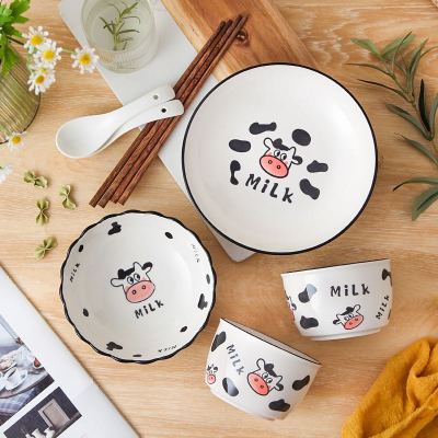 Cute Cow Tableware Ceramic Bowl Dish & Plate Home Use Set Tableware Wholesale