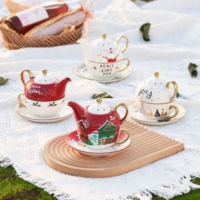 Foreign Trade Hot Sale Christmas Gift Box Ceramic Cup One Pot One Cup Ceramic Coffee Set Set Afternoon Tea Cup