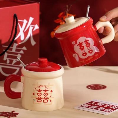 Red Ceramic Cup Wedding Gift Ceramic Cup Couple's Cups Mug