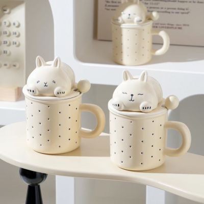 New Ceramic Cup Cartoon Rabbit Dot Mug Office Water Cup
