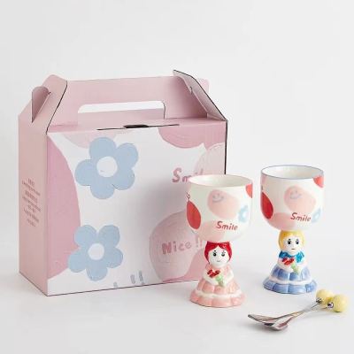 New Hand Painted Princess Ceramic Ice Cream Cup Cute Ice Cream Cup Dessert Cup