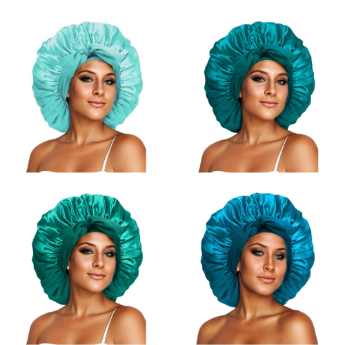 跨境亚马逊色外贸丁飘带蝴蝶结仿真丝缎面美容护发帽子女头巾睡帽