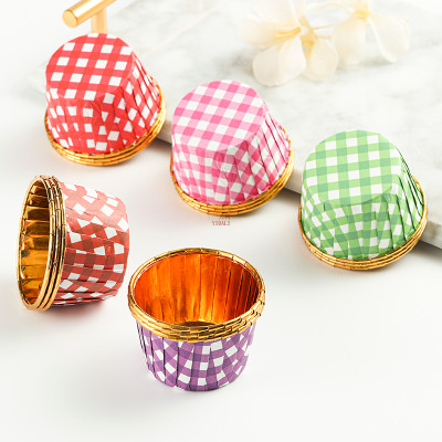 Polka Dot Plaid Single sided Golden Cake Paper Cup Oil proof and waterproof mould-free Baking paper High temperature resistant 20PCS