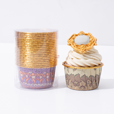 muffin cakecupOil-proof water cake  cup High temperature resistant Oven baking packaging Middle East Pattern Manufacturer 20PCS/PVC bucket cupcake