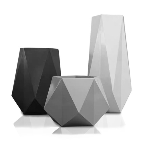 新款钻石花盆菱形花盆户外绿植商场酒店装饰几何摆件落地花盆