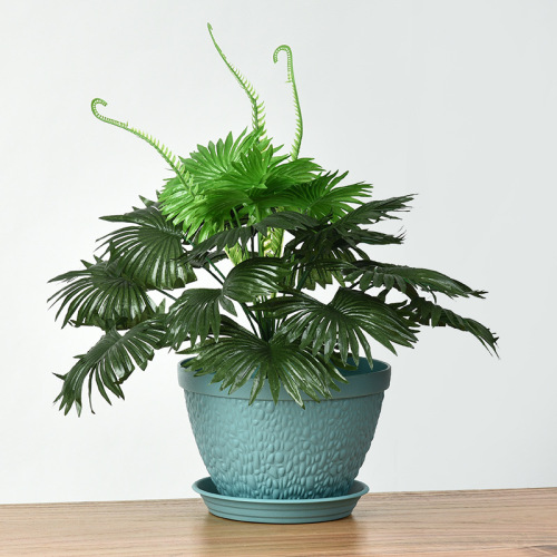 仿大理石花盆配接水垫装饰摆件办公桌水培塑料透明园艺加仑盆酒店