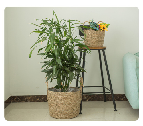 Rattan Woven Storage Basket Cattail Rope Woven Storage Basket Vegetable Basket Storage Basket Sundries Storage Box in Stock Wholesale