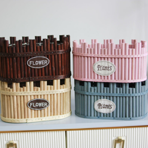 Wooden Strip Flower Basket Wicker Flower Container Rattan Weaving Crafts Decoration Flower Basket Home Decorative Wall Hangings Flower Basket