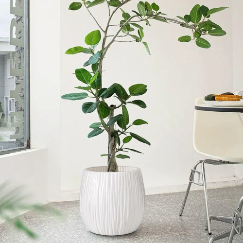 中式仿陶瓷塑料花盆大尺寸复古花盆一体可蓄水种植盆假花装饰花瓶