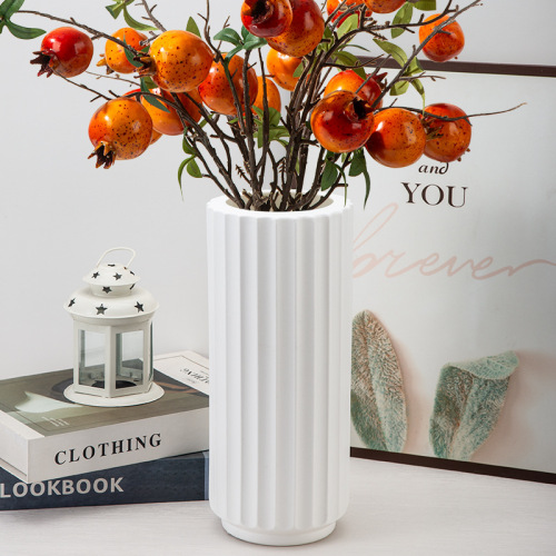 法式复古仿陶瓷塑料花瓶奶油风客厅餐桌水养插花装饰花器跨境贴标