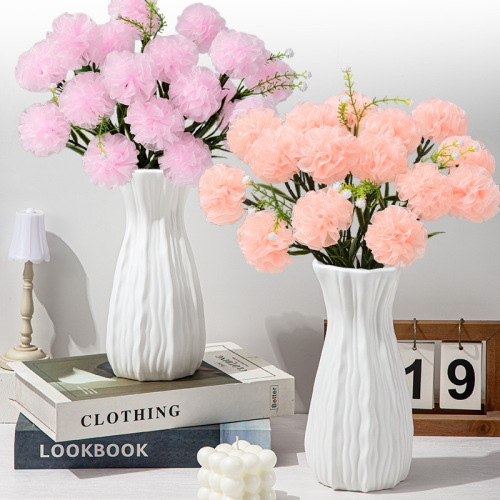 法式复古简约仿陶瓷花瓶奶油风客厅餐桌水养插花装饰花器塑料花瓶
