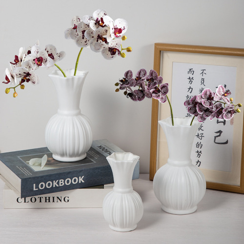 厂家批发新中式创意花瓶仿陶瓷水培鲜花瓶吹塑可蓄水塑料花瓶摆件