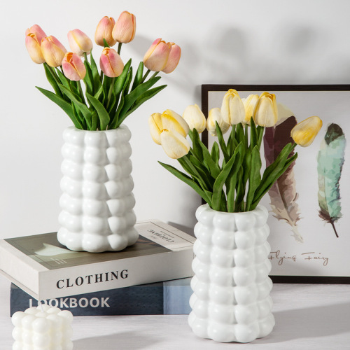 厂家批发北欧简约塑料花瓶摆件客厅插花水培干花高级感装饰品花瓶