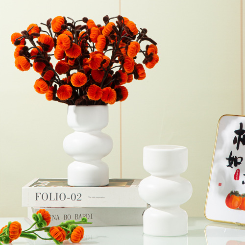 红色复古仿陶瓷塑料花瓶简约创意客厅插花餐桌水养鲜花新年小花器