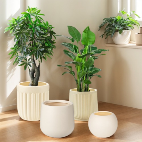 厂家批发仿水泥大口径塑料花盆大型仿真树假花装饰盆落地盆蛋形