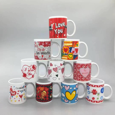Spot Ceramic Christmas Valentine's Day Coffee Cup Milk Cup Can Roast a Variety of Flowers in Foreign Trade Customization Advertising Cup