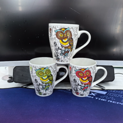 In Stock Ceramic Cup Muskmelon Cup Coffee Cup Milk Cup Owl Coffee Cup Domestic Sales Foreign Trade Factory Direct Sales
