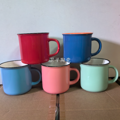 Spot Ceramic Cup Glaze Cup Porcelain Ceramic Imitation Enamel Cup Milk Cup Coffee Cup Domestic Sales Foreign Trade Factory Direct Sales