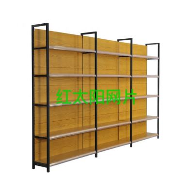 Four-Column Wood Grain Supermarket Shelf Convenience Store Maternal and Infant Store Display Rack Stationery Store Canteen Multi-Layer Snack Rack