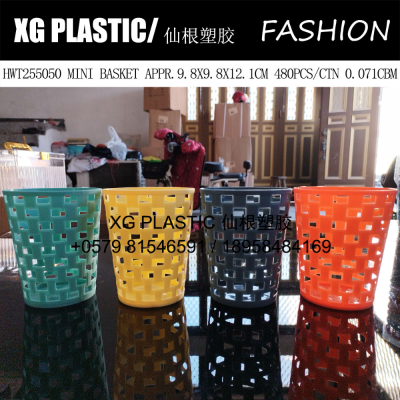 new arrival plastic storage bucket desktop round pen holder grid hollow out design fashion style cheap price mini basket