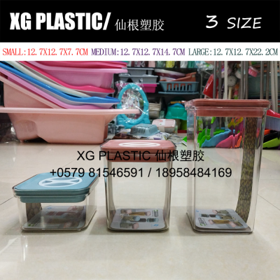 new arrival rotating seales can 550ml 1300ml 2100ml PET storage box high quality square food storage box hot sales