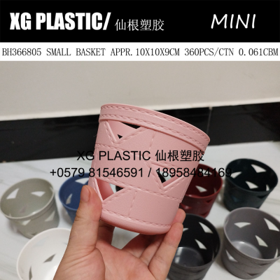 desktop storage basket round plastic basket triangle hollow out design fashion style pen holder cosmetics storage bucket