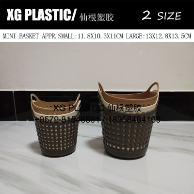 high quality plastic round basket 2 size dot hollow out design creative receives basket pen holder desktop mini basket