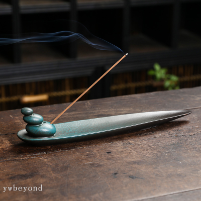 Ceramic Fambe Incense Burner Incense Holder Three-Life Stone High Mountains and Flowing Water Incense Box