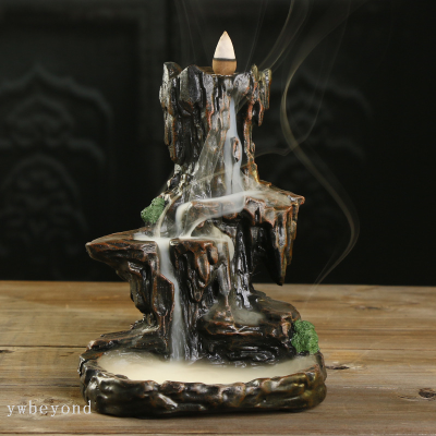 Gift High Mountain Flowing Water Backflow Aromatherapy Furnace Resin Backflow Sandalwood Incense Burner Ornaments