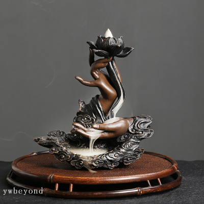 Cross-Border Resin Backflow Incense Aromatherapy Furnace Ornament Creative Lotus-Shaped Zen Buddha Hand Backflow Incense