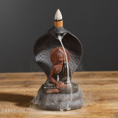 Cross-Border Purple Sand Buddha Watching Smoke Backflow Incense Burner Indian Snake Statue Backflow Furnace Crafts