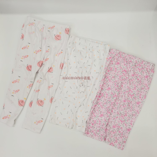 Children Little Kids Loose Trousers Wide Leg Air Conditioning Pants Floral Cartoon Comfortable Safety Cotton Spring and Autumn Baby Girl Pajama Pants