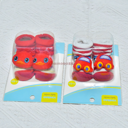 newborn baby winter terry non-slip floor socks baby cartoon 3d doll middle tube christmas stockings not feel tight with feet