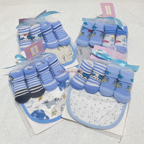 new foreign trade wholesale pure cotton waterproof bib socks suit baby bib baby saliva pocket saliva towel