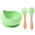 baby tableware silicone bowl children's wooden handle spoon baby bowl set baby sucker bowl children fork and spoon set wholesale