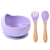 baby tableware silicone bowl children's wooden handle spoon baby bowl set baby sucker bowl children fork and spoon set wholesale