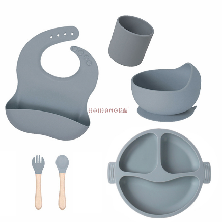 baby plate suction cup integrated children‘s tableware silicone drop proof suckion bowl baby eating complementary food compartments plate
