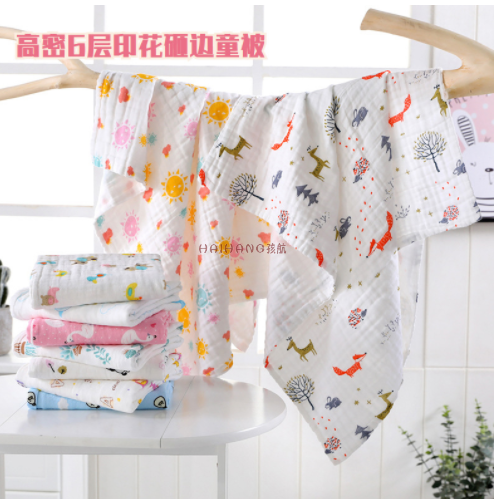 baby printed bath towel cotton gauze 110 * 110cm children‘s quilts baby bath towel soft absorbent hug blanket