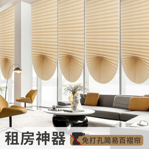 百褶帘折叠半全遮光无纺布面料窗帘跨境简易无纺布粘贴