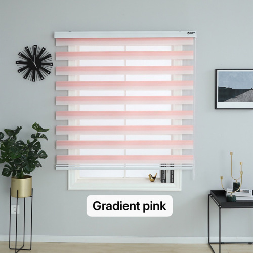 源头厂家批发遮光渐变色柔纱帘家用宿舍百叶窗帘免打孔纯色斑马帘