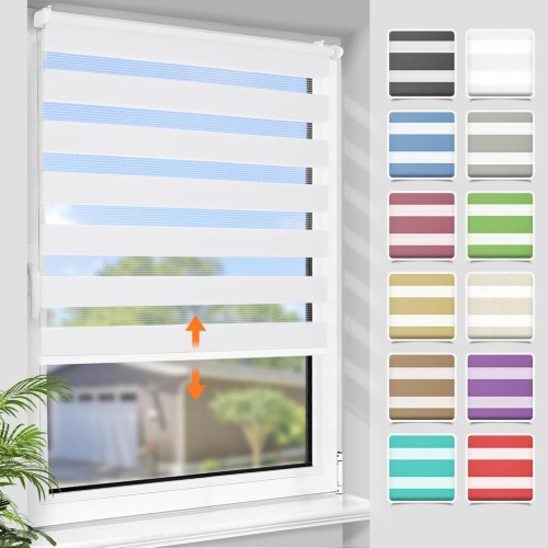 白色无拉绳纱帘 遮阳隐私保护 多房型飘窗通用 150CM高45-90CM宽