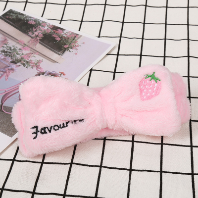 New Strawberry Cute Bow Hair Band Embroidered Hair Band Face Wash Bundle Hair Accessories Hair Hoop Headband Wholesale
