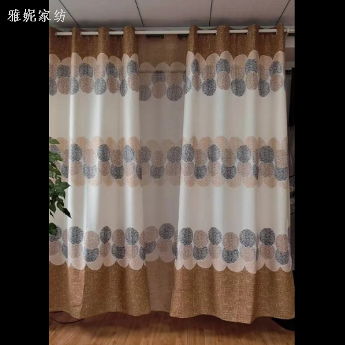 New Hemp Rubber Flower Three-Piece Set Finished Curtain factory Direct Sales for Living Room and Bedroom