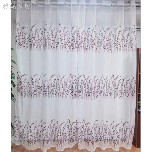New Embroidery Yarn Reed Flower Curtain Window Screen Transparent and Opaque Factory Direct Sales 